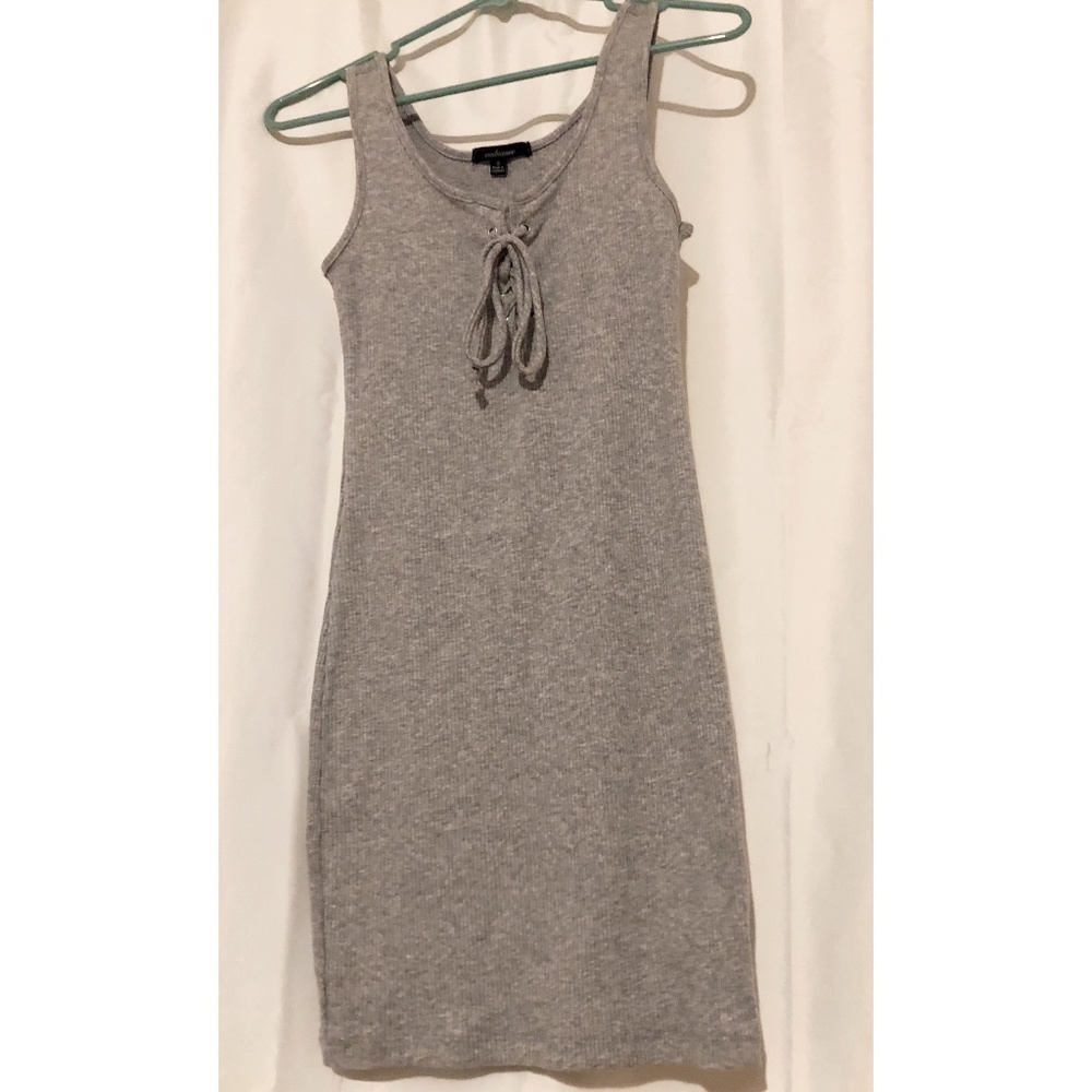 Rib-Knit Bodycon Dress - Grey